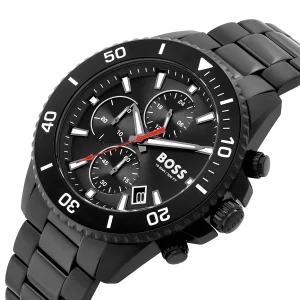 1514258 hugo boss watch 10bar 330ft men two tone black dial metal stainless steel strap quartz battery analog chronograph admiral 2