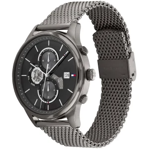 1710506 tommy hilfiger watch men black dial mesh metal stainless steel gray strap quartz battery analog weston 2