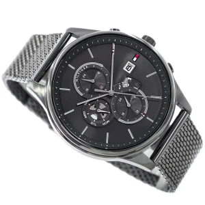 1710506 tommy hilfiger watch men black dial mesh metal stainless steel gray strap quartz battery analog weston 6