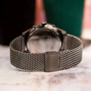 1710506 tommy hilfiger watch men black dial mesh metal stainless steel gray strap quartz battery analog weston 8