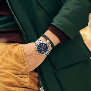 1791788 tommy hilfiger watch men blue dial stainless steel metal silver strap quartz analog day date month mason 8