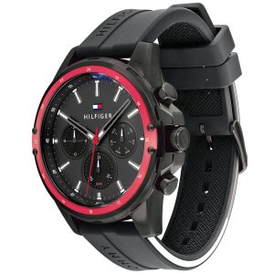1791793 tommy hilfiger watch men black dial rubber strap quartz analog day date month mason 2