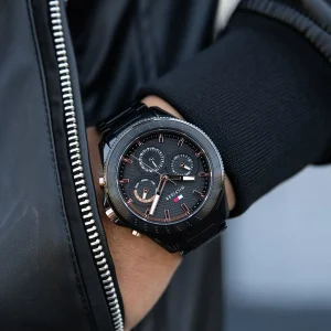 1791858 tommy hilfiger watch men black dial metal stainless steel strap quartz battery analog aiden 10