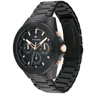 1791858 tommy hilfiger watch men black dial metal stainless steel strap quartz battery analog aiden 2