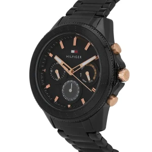 1791858 tommy hilfiger watch men black dial metal stainless steel strap quartz battery analog aiden 5