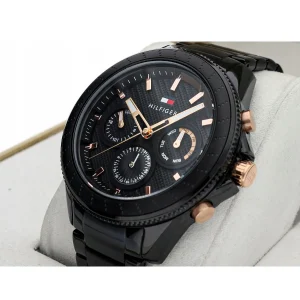 1791858 tommy hilfiger watch men black dial metal stainless steel strap quartz battery analog aiden 7