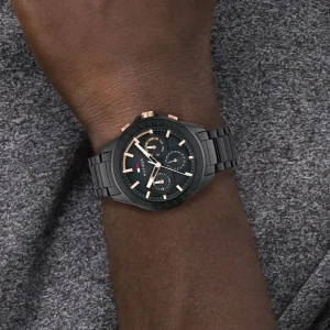 1791858 tommy hilfiger watch men black dial metal stainless steel strap quartz battery analog aiden 8