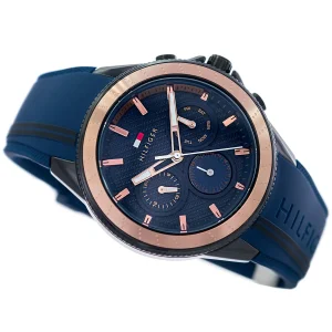 1791860 tommy hilfiger watch men blue dial rubber strap quartz battery analog aiden 4