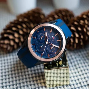 1791860 tommy hilfiger watch men blue dial rubber strap quartz battery analog aiden 5