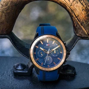 1791860 tommy hilfiger watch men blue dial rubber strap quartz battery analog aiden 6