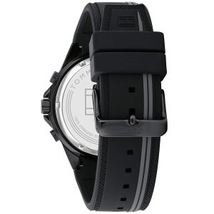 1791861 tommy hilfiger watch men black dial rubber strap quartz battery analog monthly weekly date aiden 4