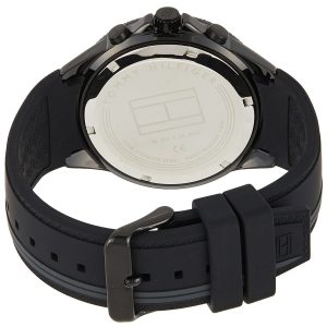 1791861 tommy hilfiger watch men black dial rubber strap quartz battery analog monthly weekly date aiden 6