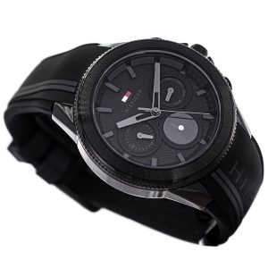 1791861 tommy hilfiger watch men black dial rubber strap quartz battery analog monthly weekly date aiden 7