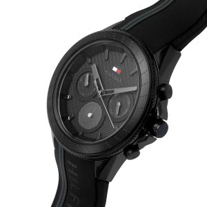 1791861 tommy hilfiger watch men black dial rubber strap quartz battery analog monthly weekly date aiden 8