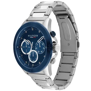 1791932 tommy hilfiger watch men blue dial metal stainless steel silver strap quartz battery analog harley 2