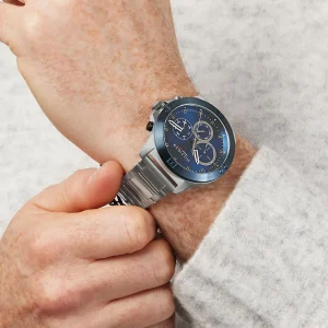 1791932 tommy hilfiger watch men blue dial metal stainless steel silver strap quartz battery analog harley 5