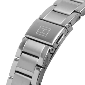 1791967 tommy hilfiger watch men black dial metal stainless steel silver strap quartz analog chronograph 5atm 165feet water resistant owen 5