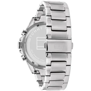 1791967 tommy hilfiger watch men black dial metal stainless steel silver strap quartz analog chronograph 5atm 165feet water resistant owen 6
