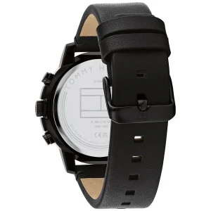 1792110 tommy hilfiger watch men black dial leather strap quartz analog troy 3