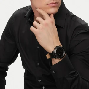 1792110 tommy hilfiger watch men black dial leather strap quartz analog troy 7
