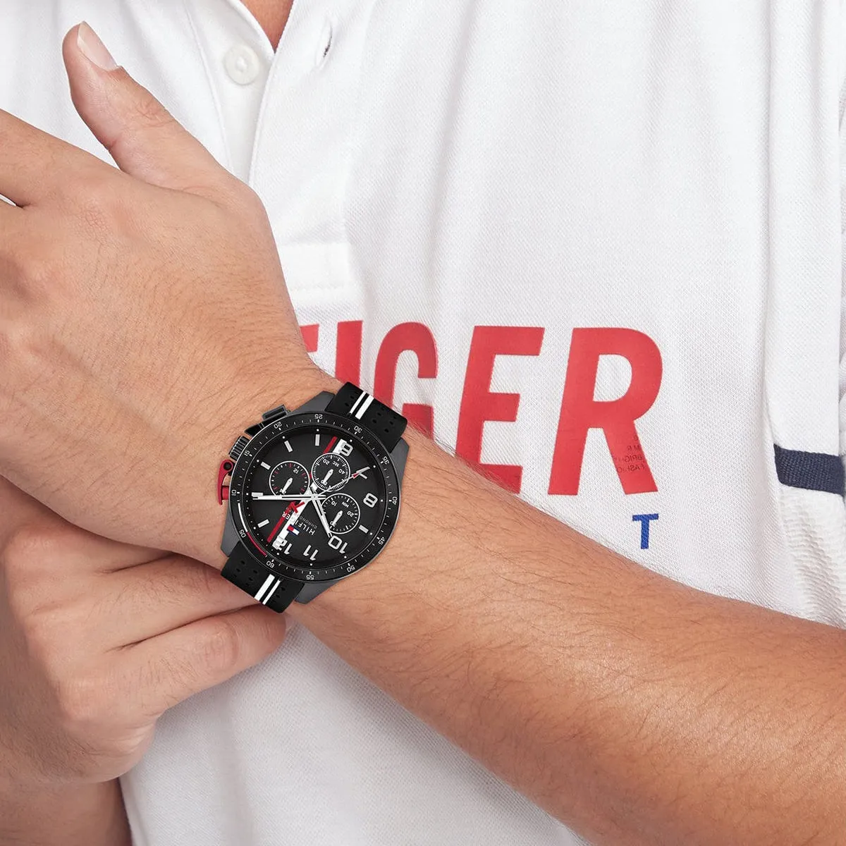 1792168 tommy hilfiger watch chronograph men black dial rubber strap quartz analog bank 13 1792168 tommy hilfiger watch chronograph men black dial rubber strap quartz analog bank 13