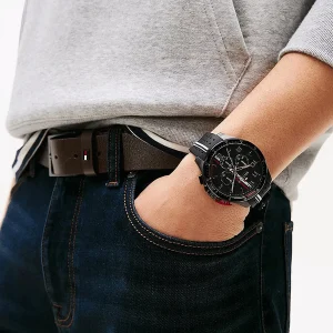 1792168 tommy hilfiger watch chronograph men black dial rubber strap quartz analog bank 9
