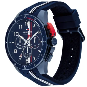1792169 tommy hilfiger watch chronograph men blue dial rubber strap quartz analog bank 2