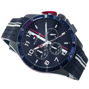 1792169 tommy hilfiger watch chronograph men blue dial rubber strap quartz analog bank 4