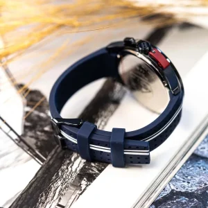 1792169 tommy hilfiger watch chronograph men blue dial rubber strap quartz analog bank 6