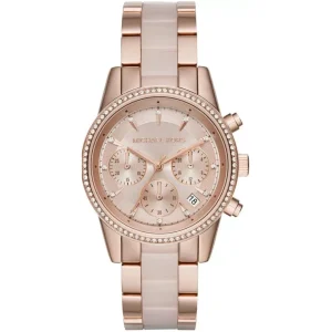 Montre Michael Kors MK6307 femme – vue de face, cadran or rose – Maroc