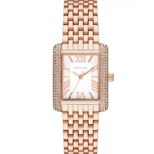 Montre Michael Kors Emery MK4743 femme – vue de face, cadran or rose, cristaux – Maroc