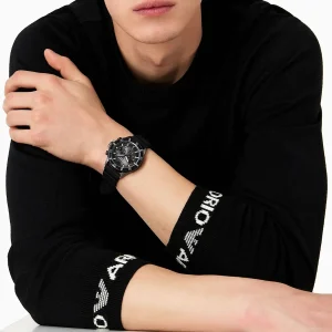 ar11515 emporio armani watch 100 meters men gray dial rubber black strap quartz battery analog chronograph diver 16