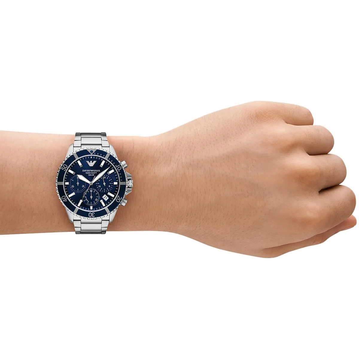 ar11681 emporio armani watch 100m 330ft men solar powered blue dial metal stainless steel silver strap quartz analog chronograph world explorer 13 ar11681 emporio armani watch 100m 330ft men solar powered blue dial metal stainless steel silver strap quartz analog chronograph world explorer 13