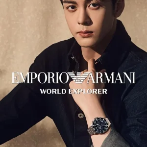 ar11681 emporio armani watch 100m 330ft men solar powered blue dial metal stainless steel silver strap quartz analog chronograph world explorer 14