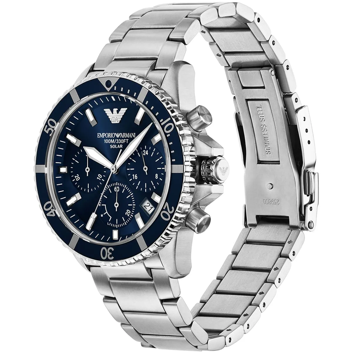 ar11681 emporio armani watch 100m 330ft men solar powered blue dial metal stainless steel silver strap quartz analog chronograph world explorer 4 ar11681 emporio armani watch 100m 330ft men solar powered blue dial metal stainless steel silver strap quartz analog chronograph world explorer 4