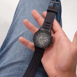 gw0263g4 guess watch men black dial rubber strap quartz battery analog momentum 10