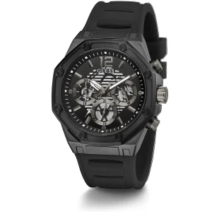 gw0263g4 guess watch men black dial rubber strap quartz battery analog momentum 7