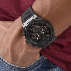gw0263g4 guess watch men black dial rubber strap quartz battery analog momentum 8