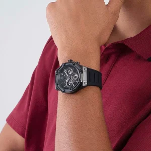 gw0263g4 guess watch men black dial rubber strap quartz battery analog momentum 9