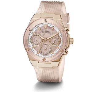 gw0409l3 guess watch women pink dial rubber strap quartz battery analog athena 2