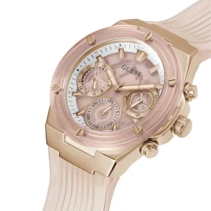 gw0409l3 guess watch women pink dial rubber strap quartz battery analog athena 3