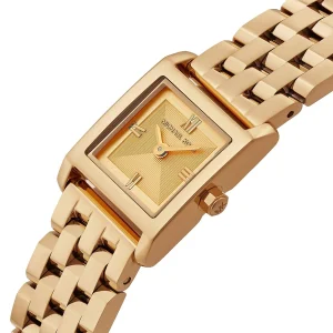 mk4931 michael kors watch women square gold dial stainless steel metal golden strap quartz battery analog three hand georgie 4