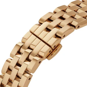 mk4931 michael kors watch women square gold dial stainless steel metal golden strap quartz battery analog three hand georgie 5