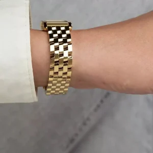 mk4931 michael kors watch women square gold dial stainless steel metal golden strap quartz battery analog three hand georgie 9
