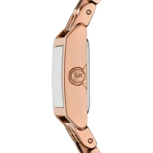 mk4932 michael kors watch women square rose gold dial stainless steel metal rose golden strap quartz battery analog three hand georgie 3
