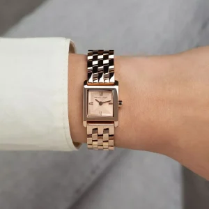 mk4932 michael kors watch women square rose gold dial stainless steel metal rose golden strap quartz battery analog three hand georgie 7
