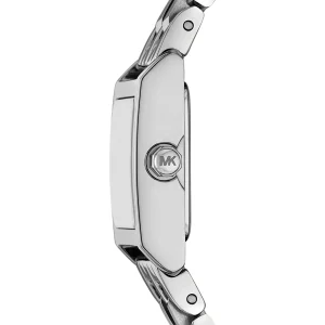 mk4933 michael kors watch women square silver dial stainless steel metal strap quartz battery analog three hand georgie 3