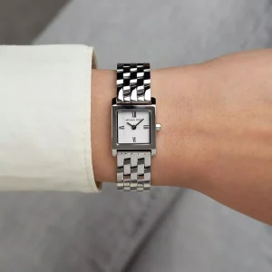 mk4933 michael kors watch women square silver dial stainless steel metal strap quartz battery analog three hand georgie 7