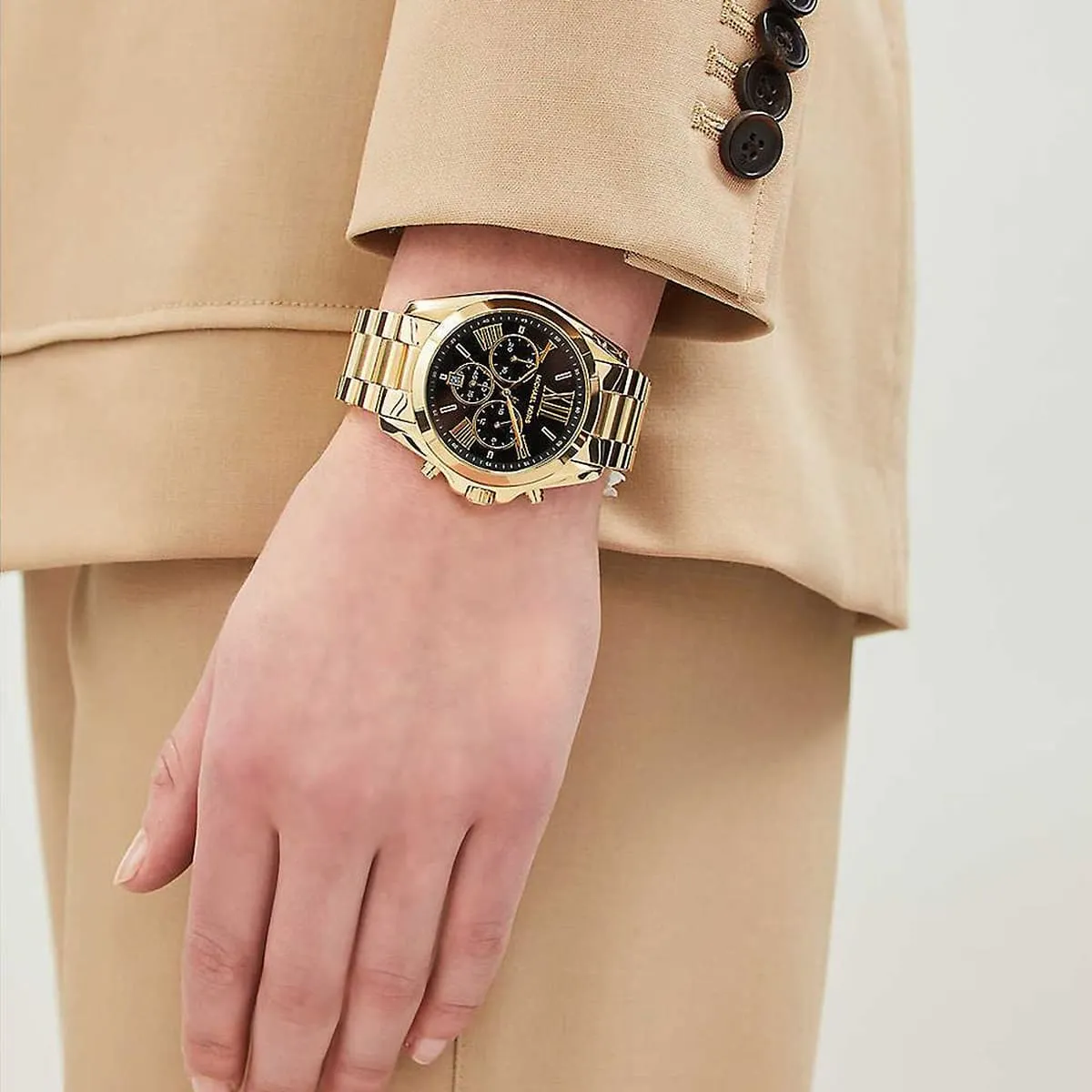 mk5739 michael kors watch women black dial metal stainless steel gold strap quartz battery analog chronograph bradshaw 14 mk5739 michael kors watch women black dial metal stainless steel gold strap quartz battery analog chronograph bradshaw 14