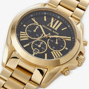 mk5739 michael kors watch women black dial metal stainless steel gold strap quartz battery analog chronograph bradshaw 4